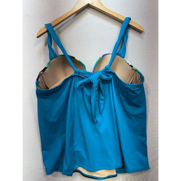 Lane Bryant Womens Ruched Swimsuit Top Size 44C Multicolor Swimwear Beach Chic - Picture 10 of 12